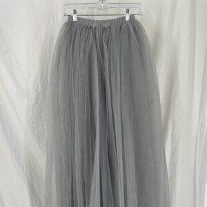 Gray Ruffle Full Maxi Skirt